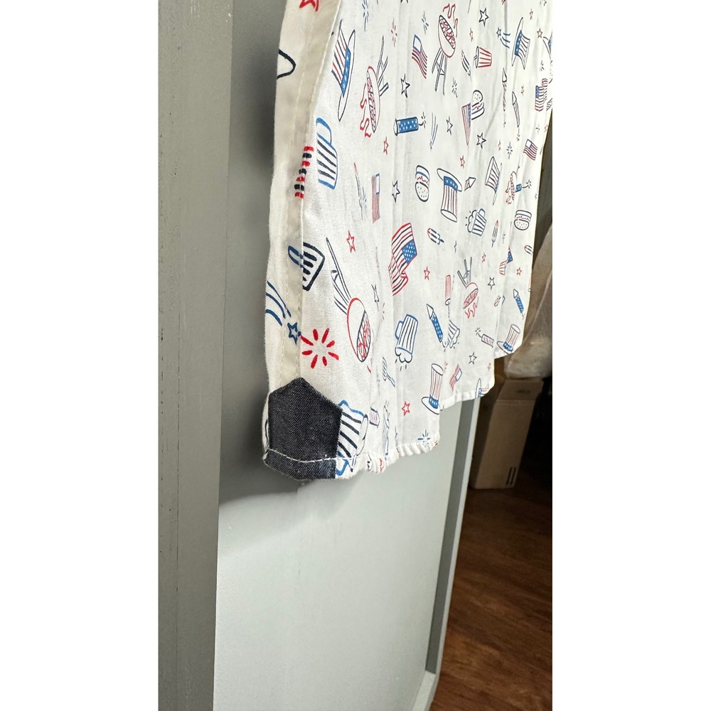 Free Planet Mens 2X White Patriotic BBQ Fireworks Button‎ Up Shirt - Picture 12 of 14